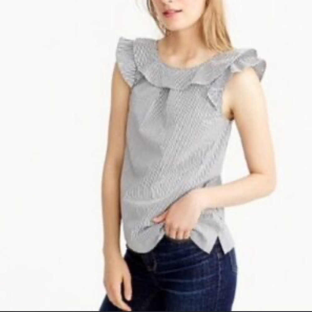 J Crew Gray & White striped tank blouse size 0